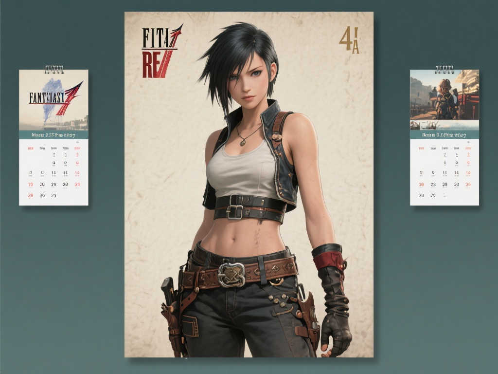 《最终幻想7RE》4月日历壁纸释出：蒂法牛仔装扮灵动迷人！